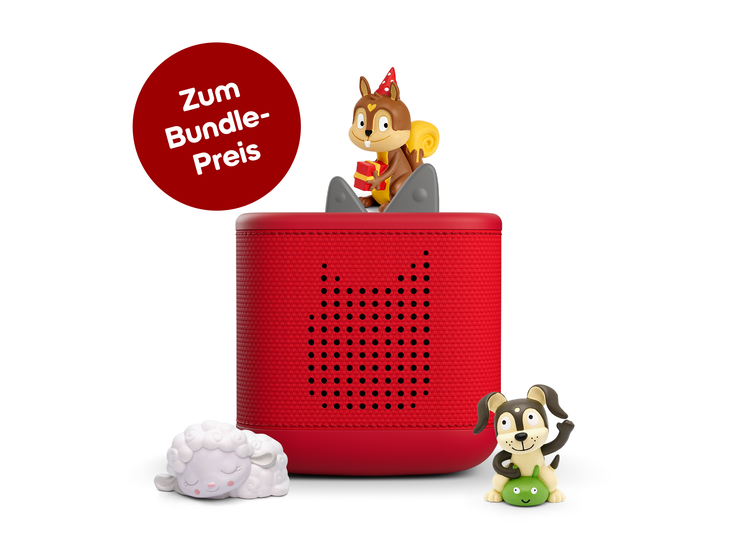 Toniebox 2 Starterset: Geburtstag (Rot; inkl. Geburtstagslieder, Spiel- und Bewegungslieder, Schlummerschaf)
