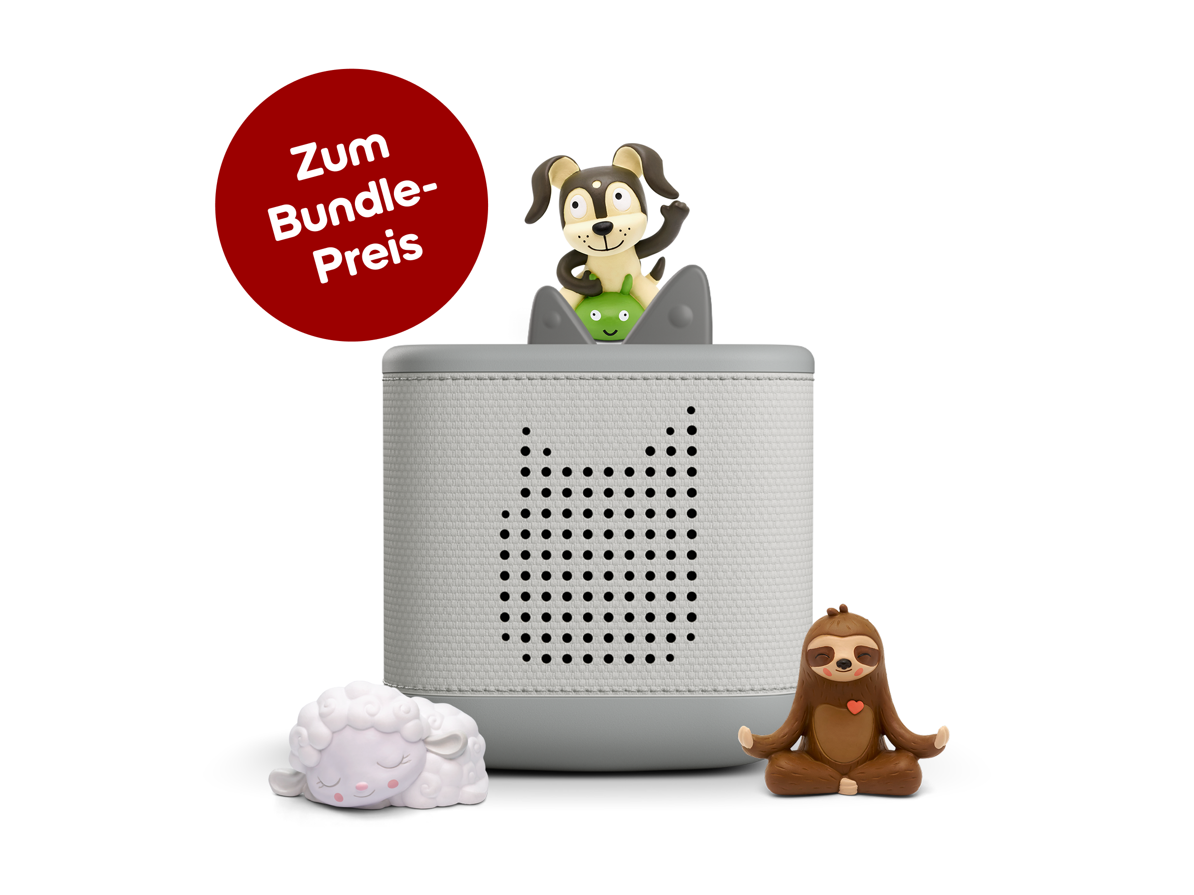 Toniebox 2 Starterset: Alltagsroutine (Grau; inkl. Spiel- und Bewegungslieder, Fantasiereisen mit Faultier Mo, Schlummerschaf)